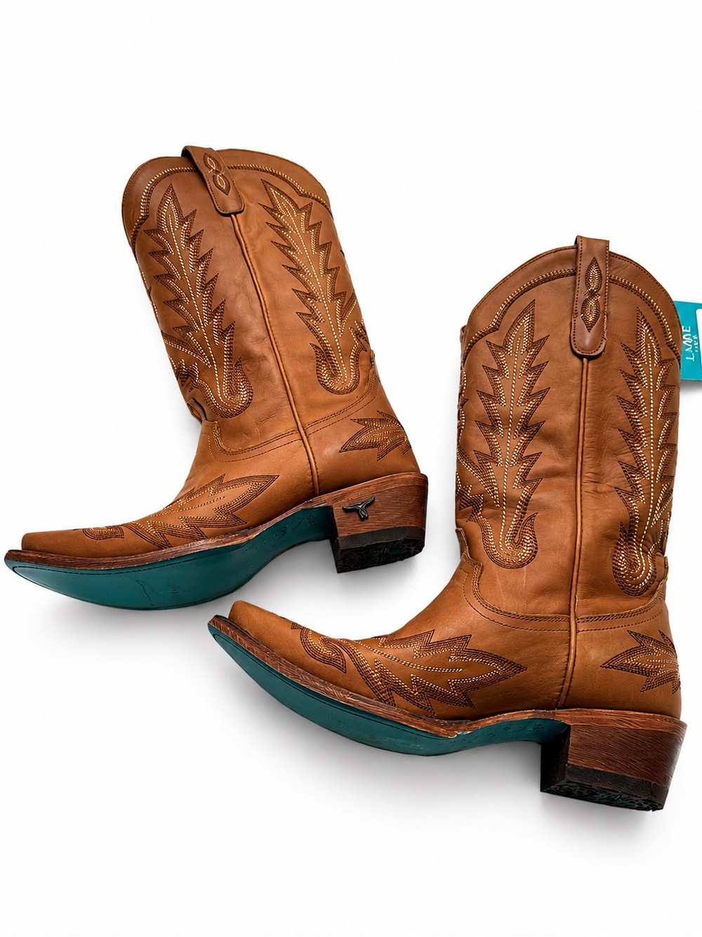LANE Burnt Caramel Leather Western Boots BNWT - Picture 10 of 12